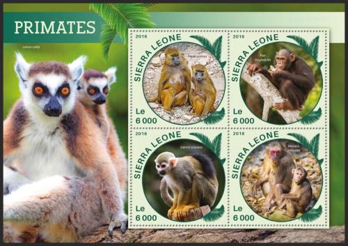 Poštovní známky Sierra Leone 2016 Opice Mi# 6908-11 Kat 11€