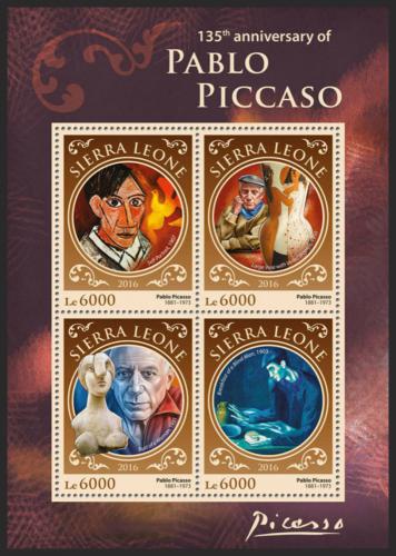 Poštovní známky Sierra Leone 2016 Umìní, Pablo Picasso Mi# 6923-26 Kat 11€
