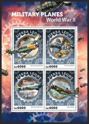 Poštovní známky Sierra Leone 2016 Váleèná letadla Mi# 7158-61 Kat 11€ 