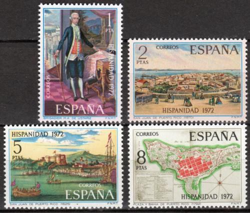 Poštovní známky Španìlsko 1972 Španìlsko-americké dìjiny Mi# 2002-05