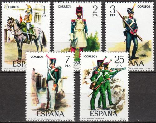 Poštovní známky Španìlsko 1976 Vojenské uniformy Mi# 2243-47