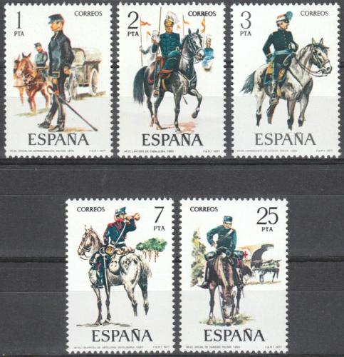 Poštovní známky Španìlsko 1977 Vojenské uniformy Mi# 2316-20