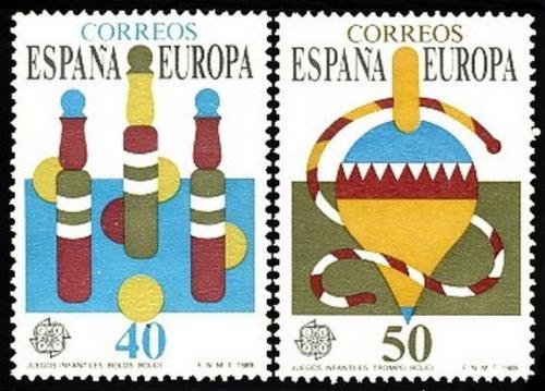 Poštovní známky Španìlsko 1989 Evropa CEPT, dìtské hry Mi# 2885-86