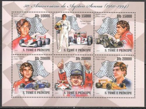 Poštovní známky Svatý Tomáš 2010 Ayrton Senna, Formule 1 Mi# 4327-32 Kat 10€