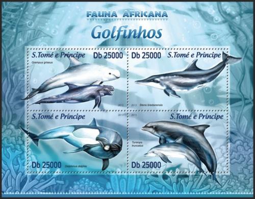 Poštovní známky Svatý Tomáš 2013 Delfíni Mi# 5151-54 Kat 10€