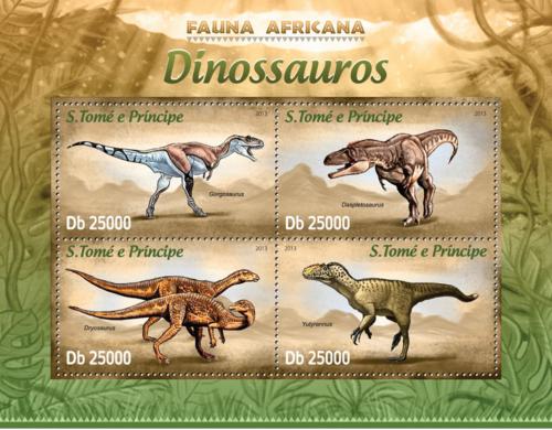 Poštovní známky Svatý Tomáš 2013 Dinosauøi Mi# 5081-84 Kat 10€