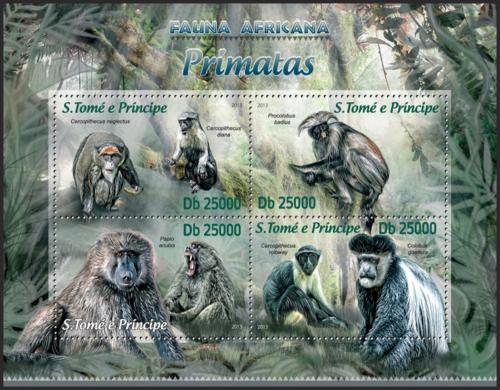 Poštovní známky Svatý Tomáš 2013 Opice Mi# 5140-43 Kat 10€