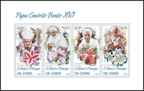 Potovn znmky Svat Tom 2013 Pape Benedikt XVI. Mi# 5256-59 Kat 10 - zvtit obrzek