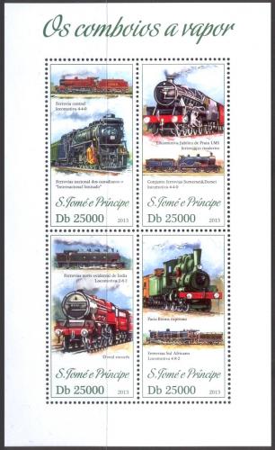 Poštovní známky Svatý Tomáš 2013 Parní lokomotivy Mi# 5266-69 Kat 10€