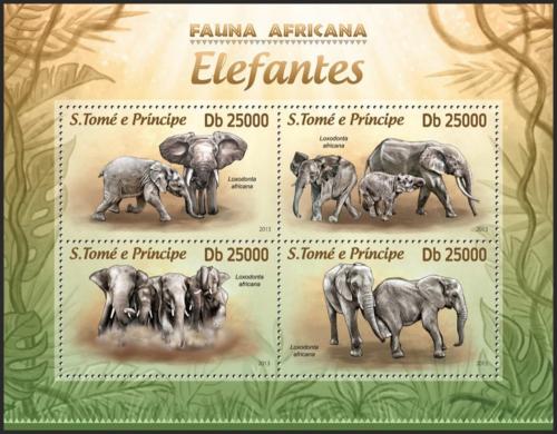 Poštovní známky Svatý Tomáš 2013 Sloni Mi# 5128-31 Kat 10€