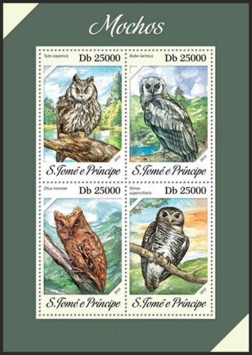 Poštovní známky Svatý Tomáš 2013 Sovy Mi# 5426-29 Kat 10€