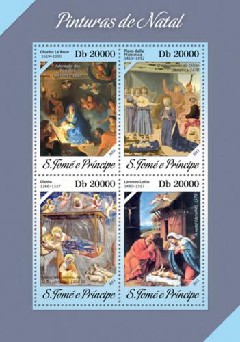Poštovní známky Svatý Tomáš 2013 Vánoce, umìní Mi# 5401-04 Kat 8€