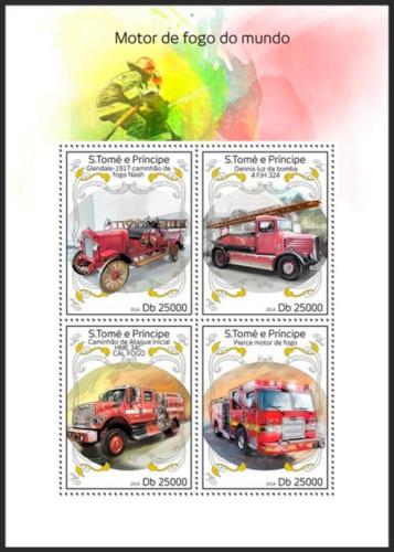 Poštovní známky Svatý Tomáš 2014 Hasièská auta Mi# 5629-32 Kat 10€