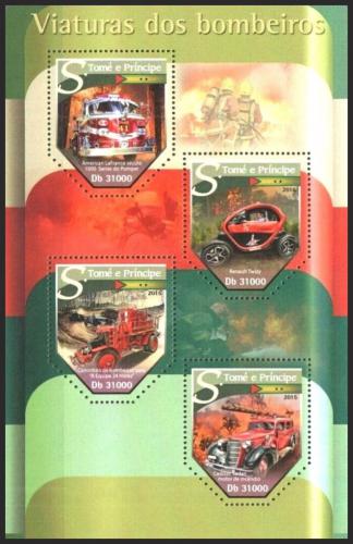 Poštovní známky Svatý Tomáš 2015 Hasièská auta Mi# 6455-58 Kat 12€