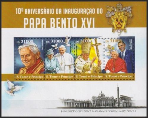 Potovn znmky Svat Tom 2015 Pape Benedikt XVI. Mi# 6263-66 Kat 12 - zvtit obrzek
