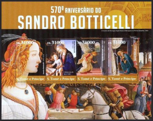 Potovn znmky Svat Tom 2015 Umn, Sandro Botticelli Mi# 6208-11 Kat 12 - zvtit obrzek