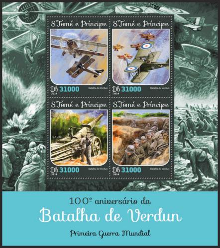 Potovn znmky Svat Tom 2016 Bitva u Verdunu, 100. vro Mi# 6536-39 Kat 12