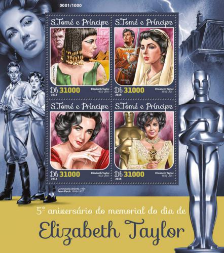 Poštovní známky Svatý Tomáš 2016 Elizabeth Taylor Mi# 6601-04 Kat 12€