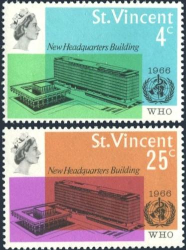 Potovn znmky Svat Vincenc 1966 Budovy WHO v enev Mi# 226-27