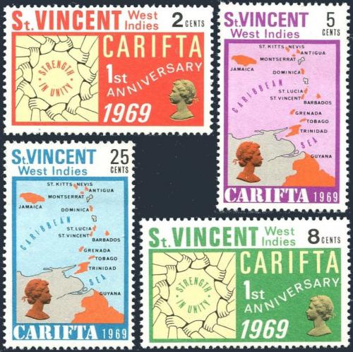 Potovn znmky Svat Vincenc 1969 Zna volnho obchodu CARIFTA Mi# 251-54