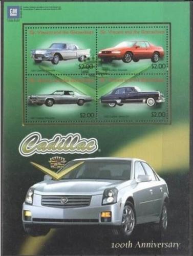 Poštovní známky Svatý Vincenc 2003 Automobily Cadillac Mi# 5839-42 Kat 8€