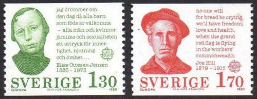 Poštovní známky Švédsko 1980 Evropa CEPT, osobnosti Mi# 1106-07