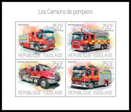 Poštovní známky Togo 2013 Hasièská auta Mi# 5366-69 Kat 12€