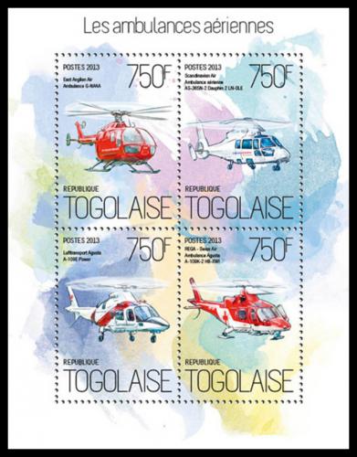 Potovn znmky Togo 2013 Zchransk helikoptry Mi# 5451-54 Kat 12