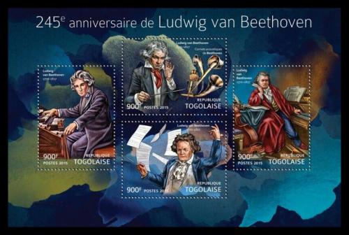 Potovn znmky Togo 2015 Ludwig van Beethoven Mi# 6912-15 Kat 14 - zvtit obrzek