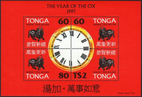 Potovn znmky Tonga 1997 nsk nov rok, rok vola Mi# Block 28 Kat 11 - zvtit obrzek