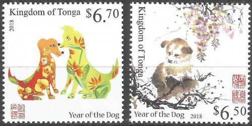 Potovn znmky Tonga 2017 nsk nov rok, rok psa Mi# Mi# 2171-72 Kat 16.50 - zvtit obrzek