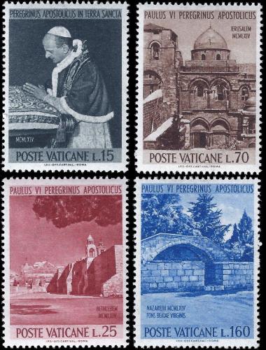 Poštovní známky Vatikán 1964 Pou� papeže Pavla VI. do Svaté zemì Mi# 442-45