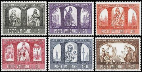 Poštovní známky Vatikán 1966 Christianizace Polska, 1000. výroèí Mi# 502-07