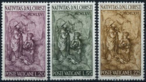 Poštovní známky Vatikán 1966 Vánoce, narození Krista Mi# 514-16