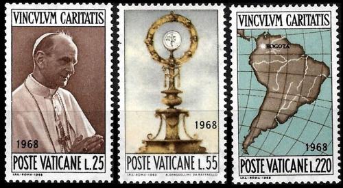 Poštovní známky Vatikán 1968 Svìtový eucharistický kongres v Bogotì Mi# 538-40