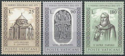 Poštovní známky Vatikán 1973 Nerses Shnorali, arménský patriarcha Mi# 629-31