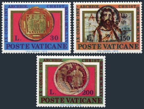 Poštovní známky Vatikán 1975 Kongres køes�anské archeologie Mi# 664-66