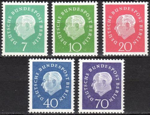 Poštovní známky Západní Berlín 1959 Prezident Theodore Heuss Mi# 182-86 Kat 15€