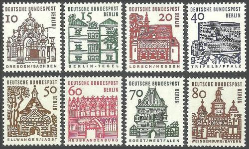 Poštovní známky Západní Berlín 1964-65 Architektura Mi# 242-49 Kat 9€
