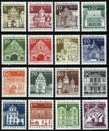 Poštovní známky Západní Berlín 1966-69 Architektura Mi# 270-85 Kat 16€ 