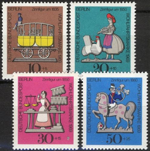 Poštovní známky Západní Berlín 1969 Cínové hraèky Mi# 348-51