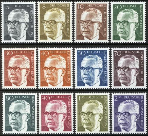 Poštovní známky Západní Berlín 1970-71 Prezident Gustav Heinemann Mi# 359-70 Kat 12€