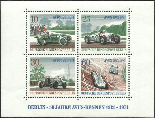 Poštovní známky Západní Berlín 1971 Závodní auta Mi# Block 3