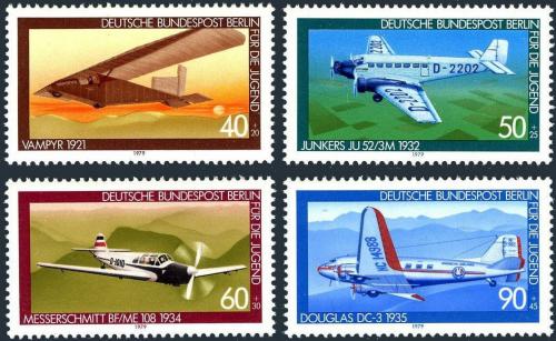 Poštovní známky Západní Berlín 1979 Letadla Mi# 592-95 Kat 6€