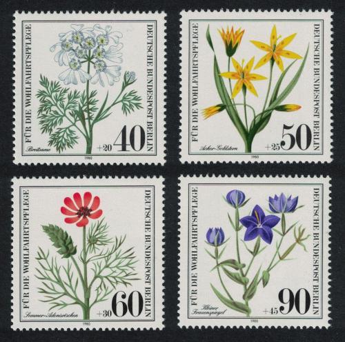 Poštovní známky Západní Berlín 1980 Kvìtiny Mi# 629-32