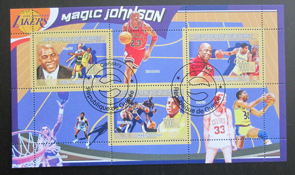 Potovn znmky Guinea 2009 Basketbal, Magic Johnson Mi# 6710-12