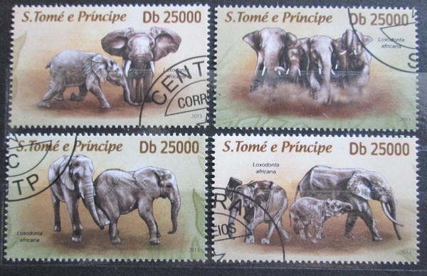 Poštovní známky Svatý Tomáš 2013 Sloni Mi# 5286-89 Kat 10€