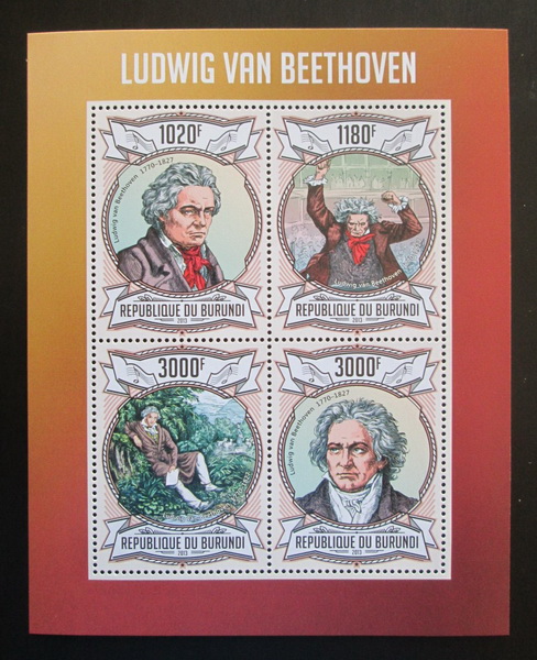 Potovn znmky Burundi 2013 Ludwig van Beethoven Mi# 3018-21 Kat 9.90