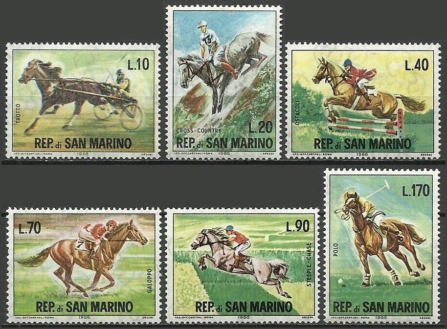 Potovn znmky San Marino 1966 Dostihy Mi# 850-55