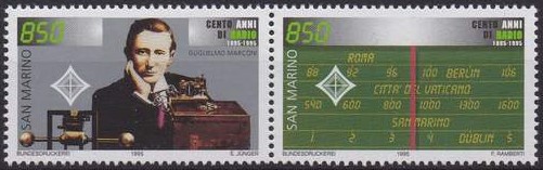 Potovn znmky San Marino 1995 Guglielmo Marconi, fyzik Mi# 1615-16